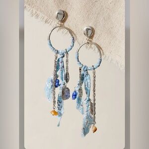 Free People Silver and Blue Dangle Earrings